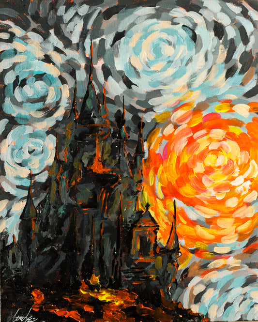 Outcast Castle, 27 x 22 cm original acrylic painting