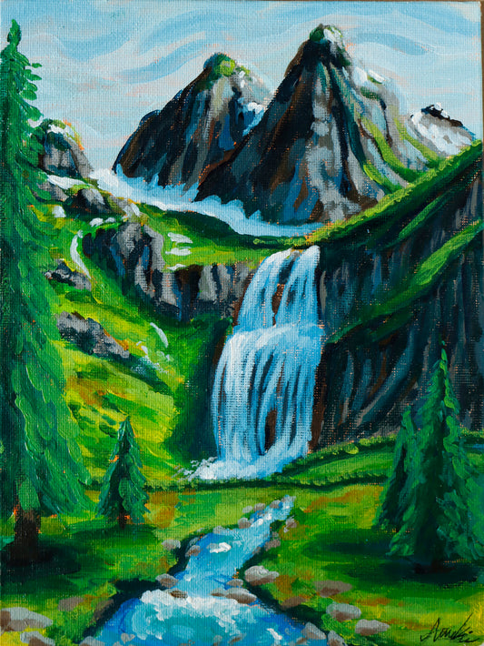 Valley, 24 x 18 cm original acrylic painting